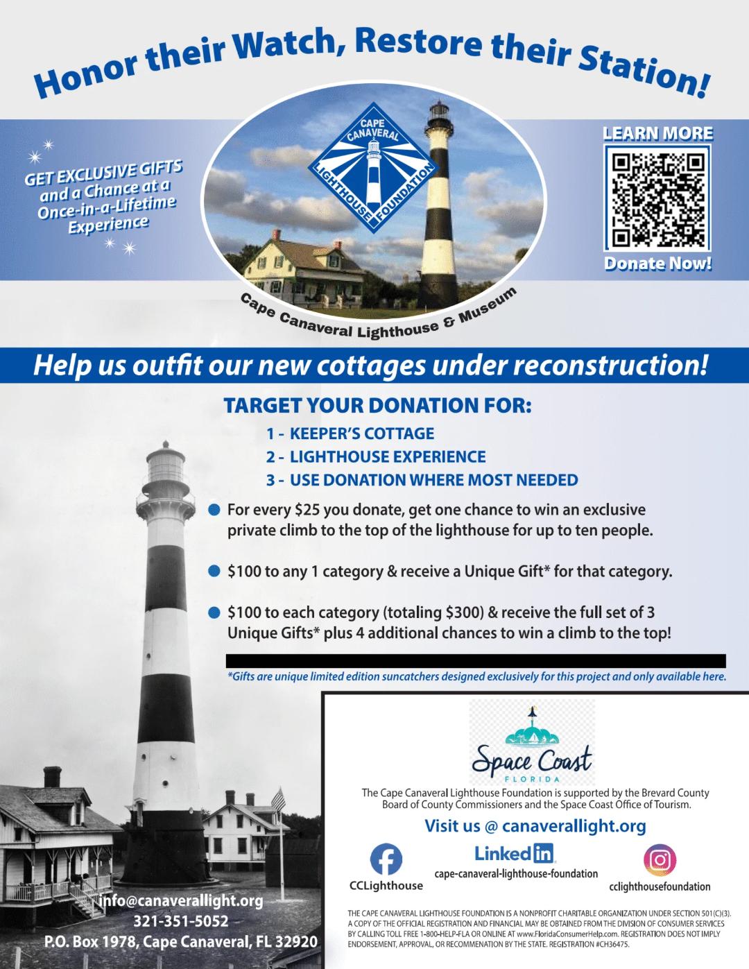 Cape Canaveral Lighthouse Foundation Donation Flyer